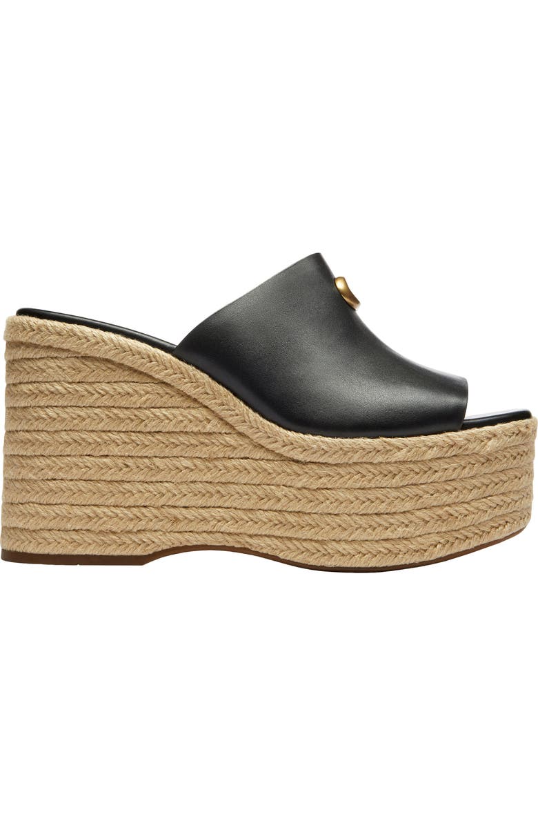 COACH Espadrille Platform Wedge Slide Sandal, Alternate, color, Black