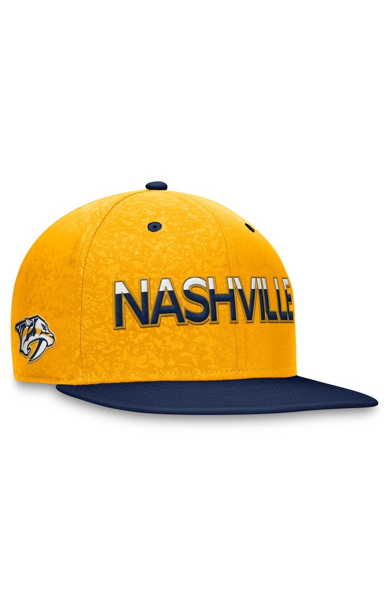 FANATICS Men's Fanatics Branded Navy/Gold Nashville Predators Authentic Pro Rink Two-Tone Snapback Hat, Main, color, Navy