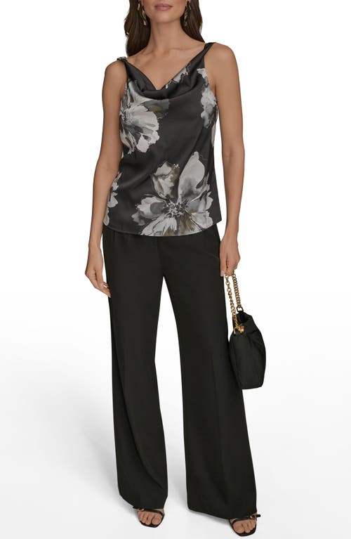 Donna Karan New York Printed Cowl Neck Charmeuse Top In Multi