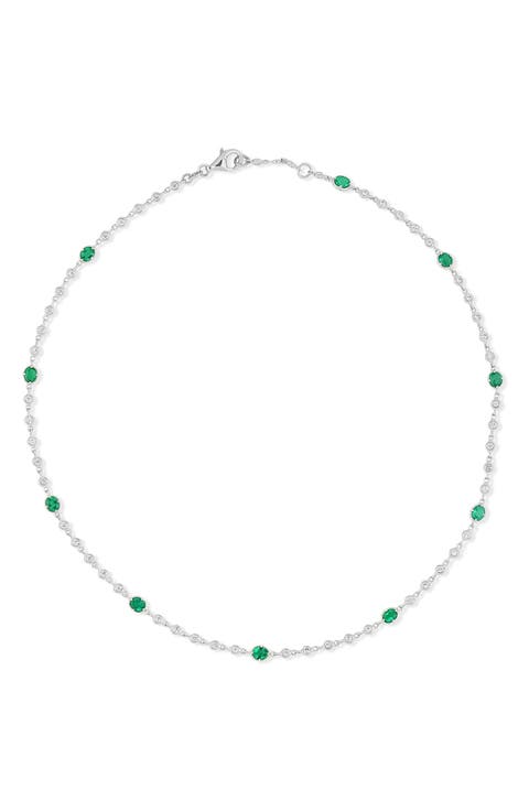 18K Gold El Mar Emerald & Diamond by the Yard Necklace