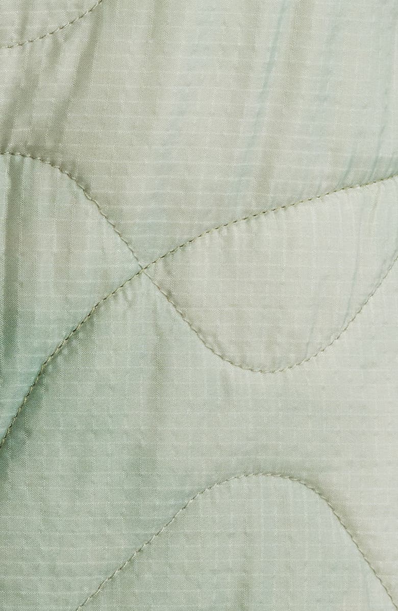 THE GREAT. The Quilted Liner Jacket, Alternate, color, Mottled Green