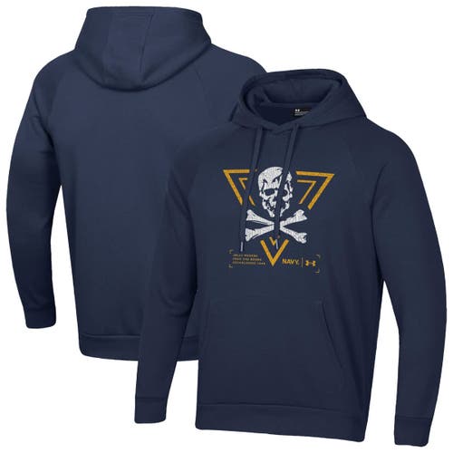 Under Armour Navy Navy Midshipmen Jolly Rogers Rival Fleece Pullover Hoodie In Blue
