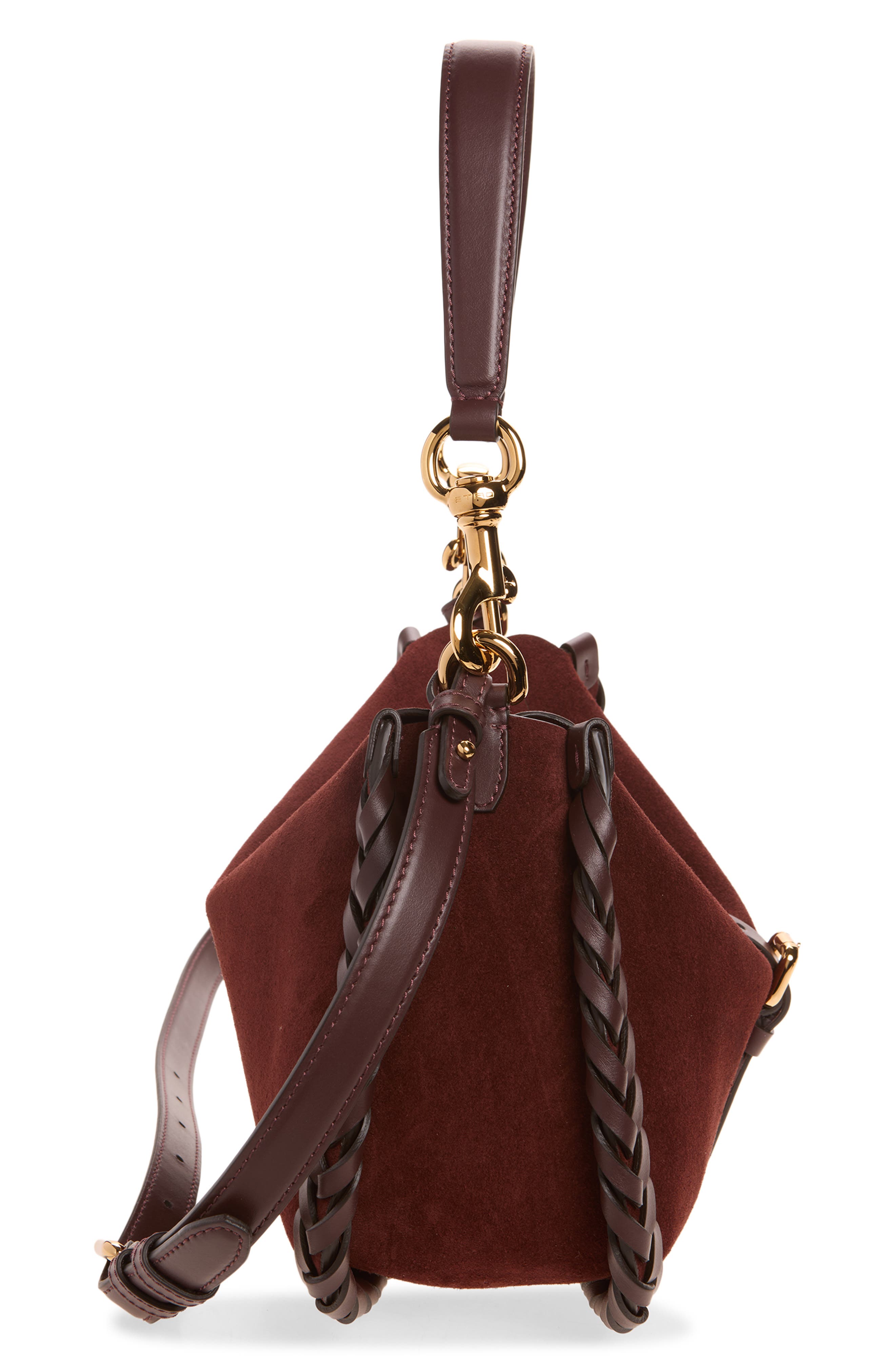 Braided Suede Crossbody Bag, Alternate, color, BORDEAUX SCURO