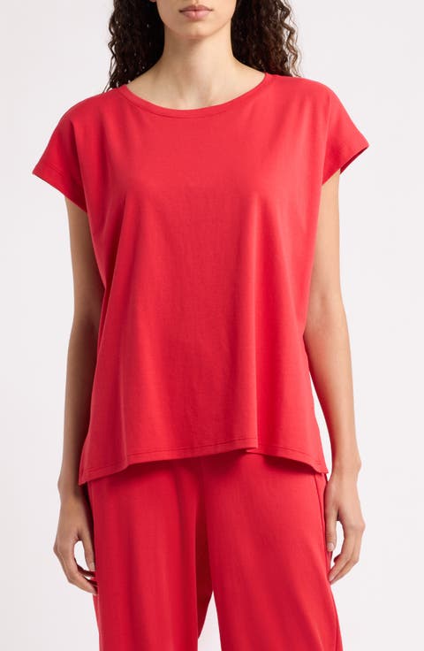Jewel Neck Organic Cotton Pajama Top