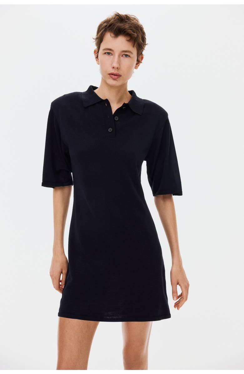 H&M Fine-knit Polo Dress, Alternate, color, Navy Blue