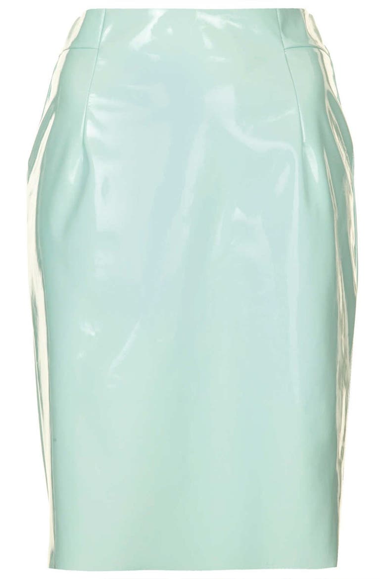 Vinyl Pencil Skirt, Alternate, color, MINT