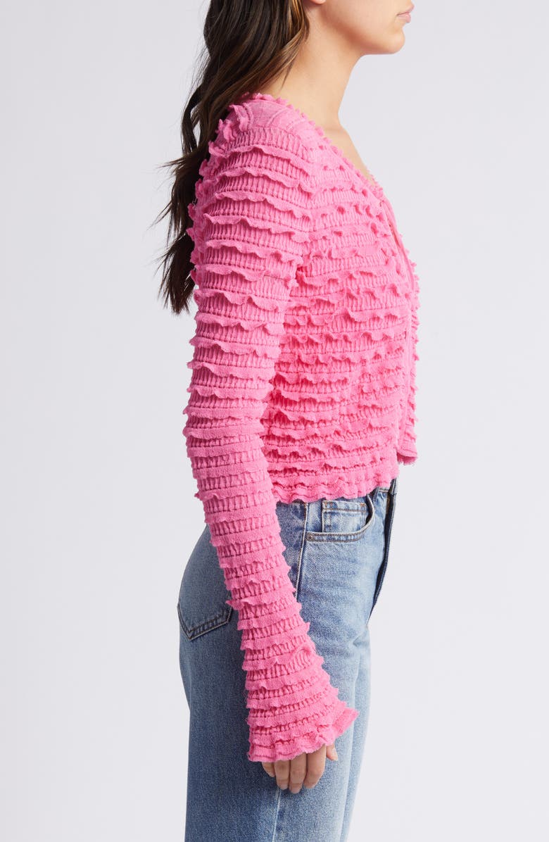 LoveShackFancy Celosia Ruffle Cotton Blend Cardigan, Alternate, color, 