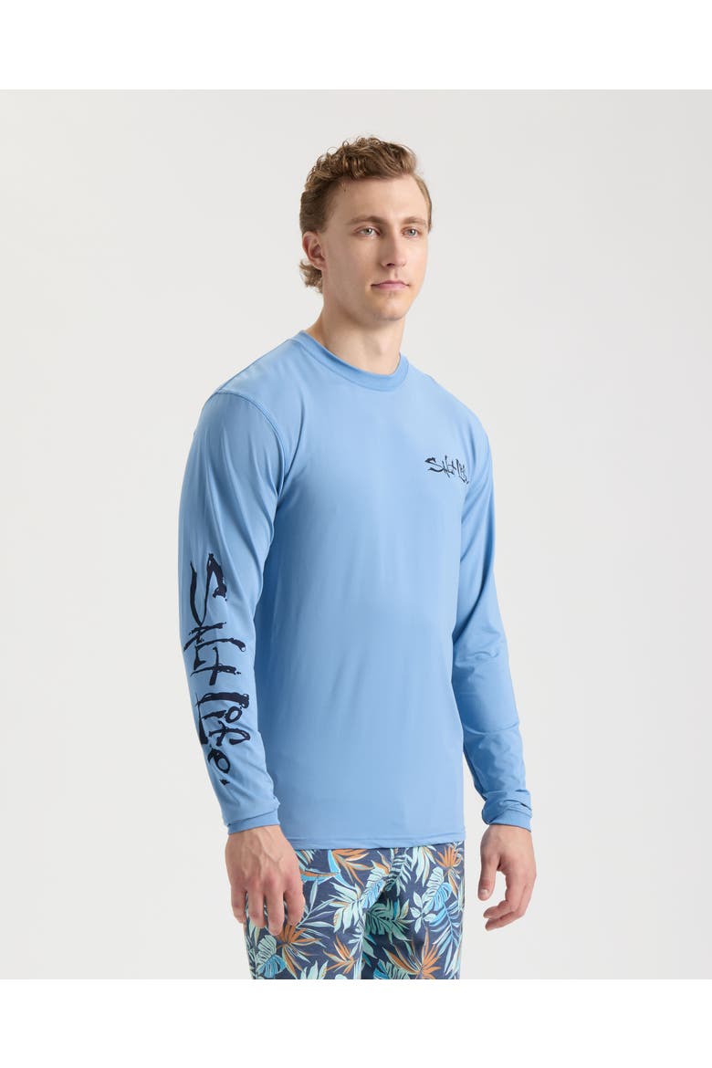 Sailfish ‘N Bones Long Sleeve Performance Tee, Alternate, color, Harbor Blue Heather