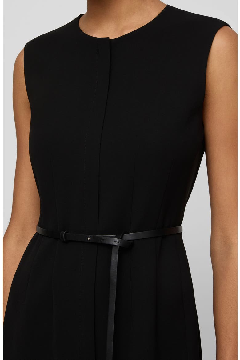 Belted Finesse Crepe Sheath Dress, Alternate, color, BLACK