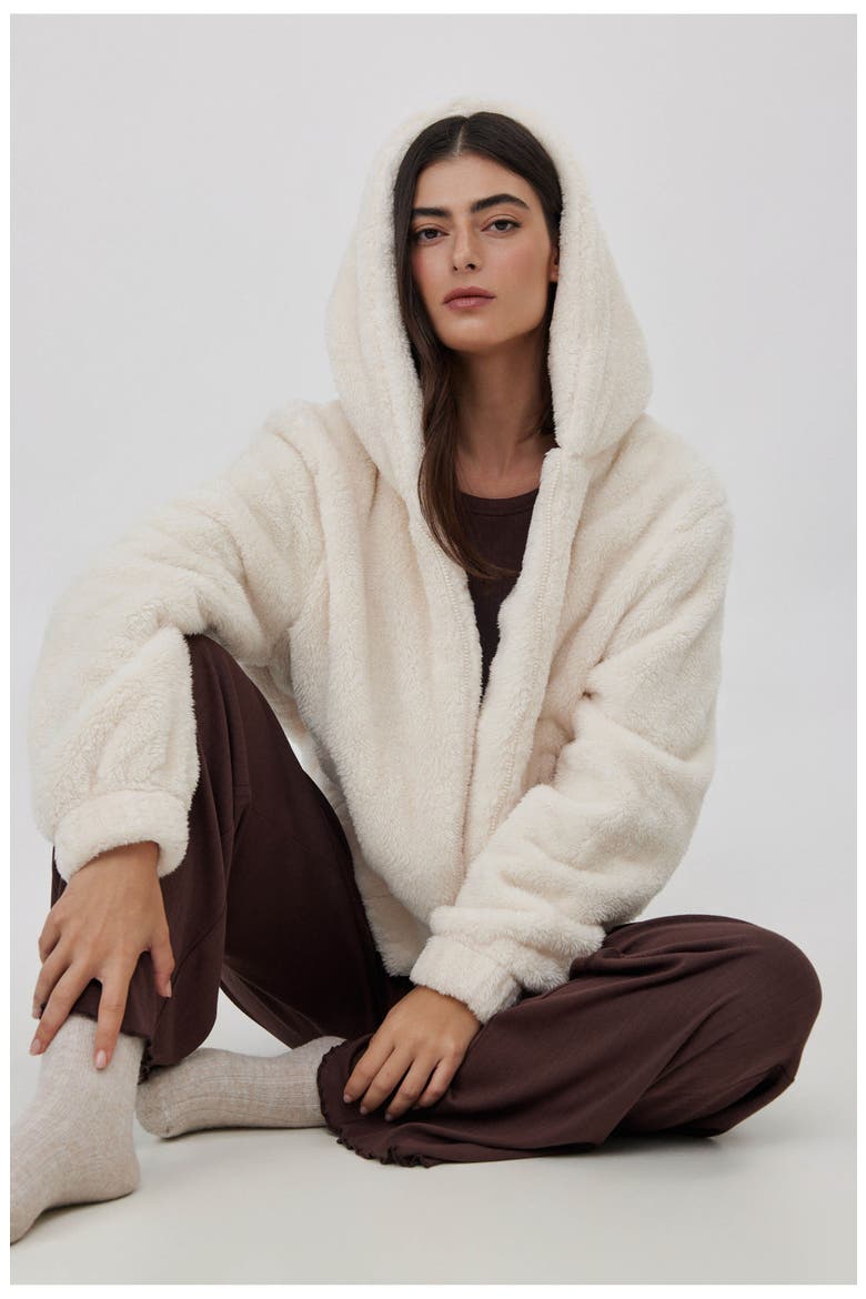 The Cloud Fleece Zip Hoodie, Alternate, color, Ivory