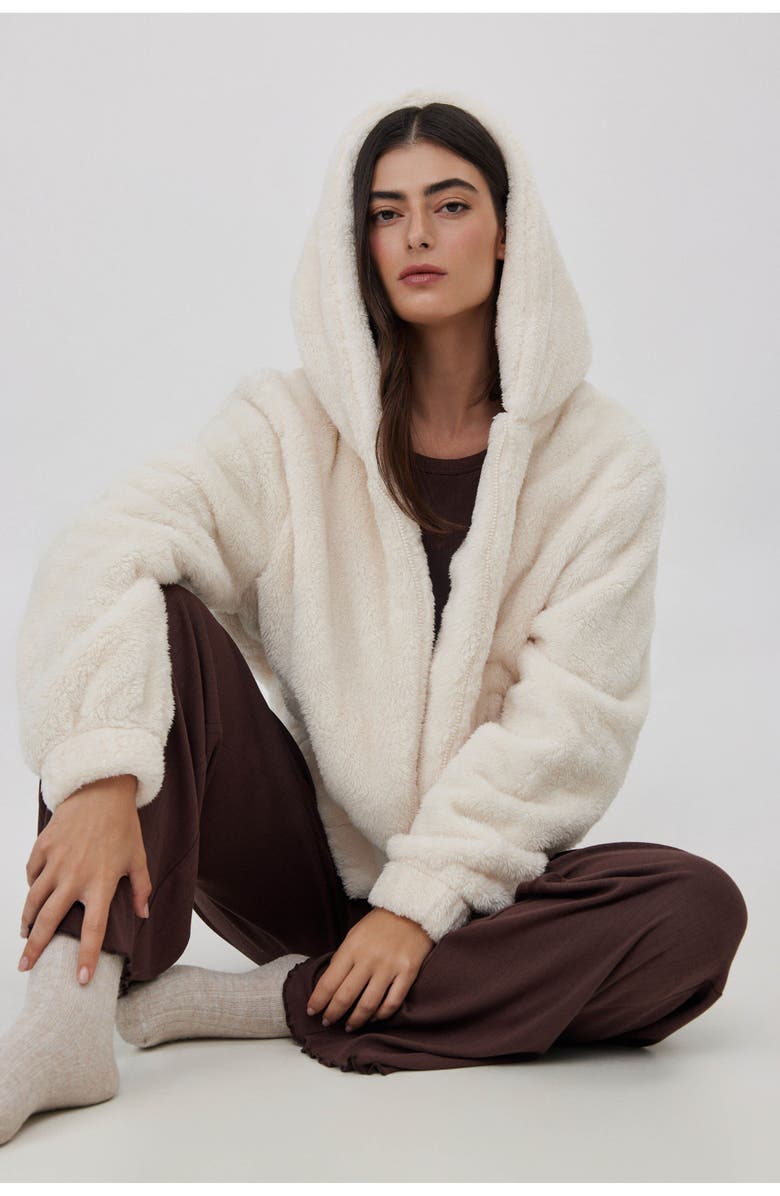 Gottex Beach Life The Cloud Zip Hoodie, Alternate, color, Ivory