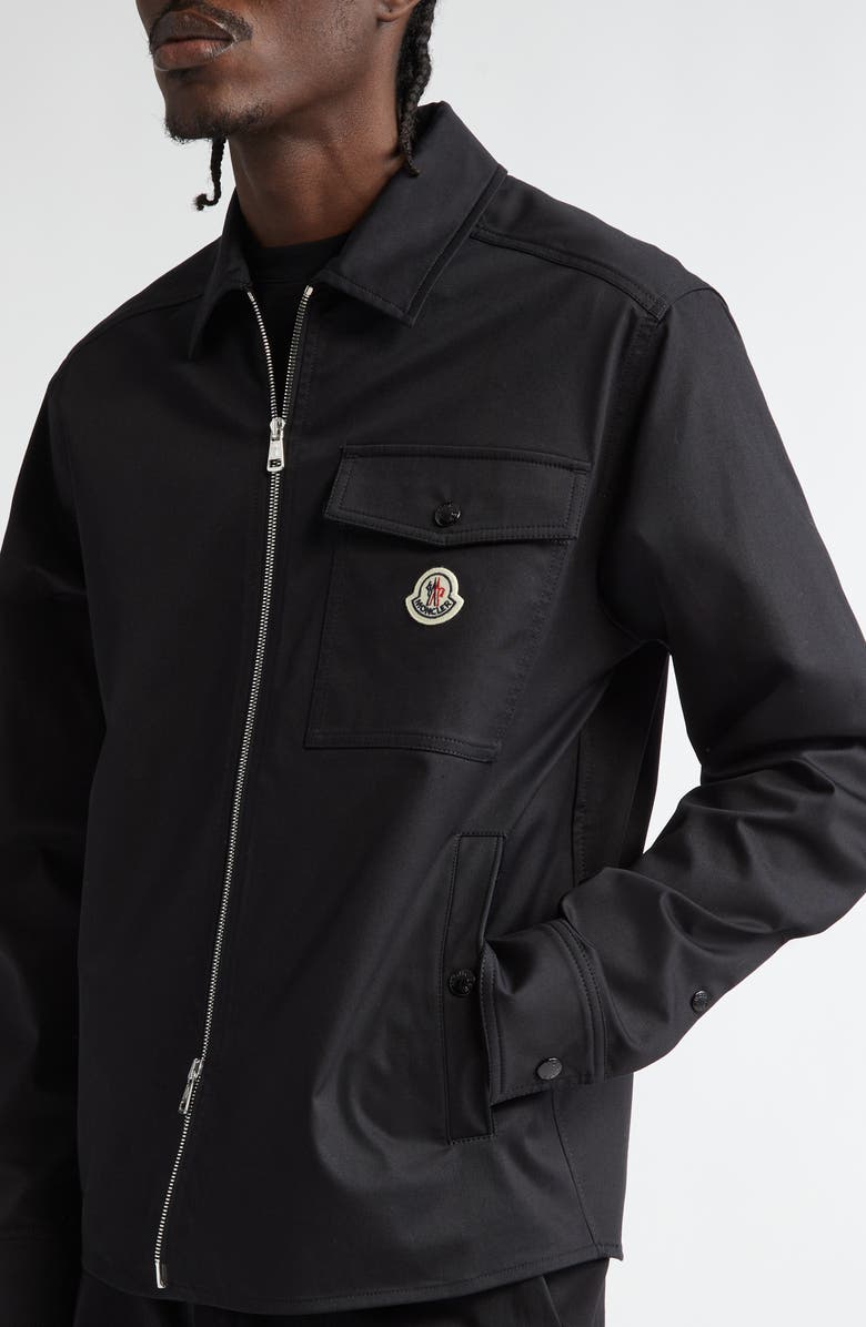 Moncler Camicia Stretch Cotton Zip Shirt Jacket, Alternate, color, 