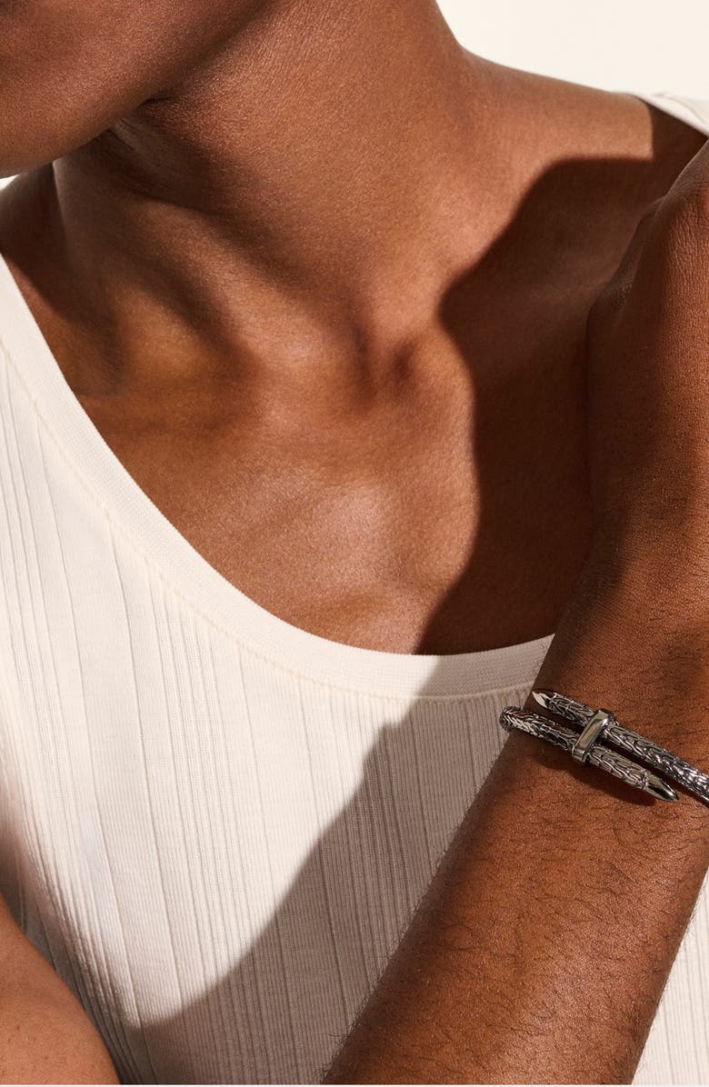 John Hardy Spear Flex Cuff, Alternate, color, Dark Sterling Silver