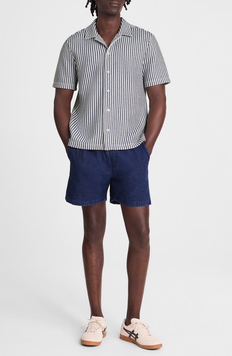 Madewell Textured Knit Camp Shirt, Alternate, color, Deep Water