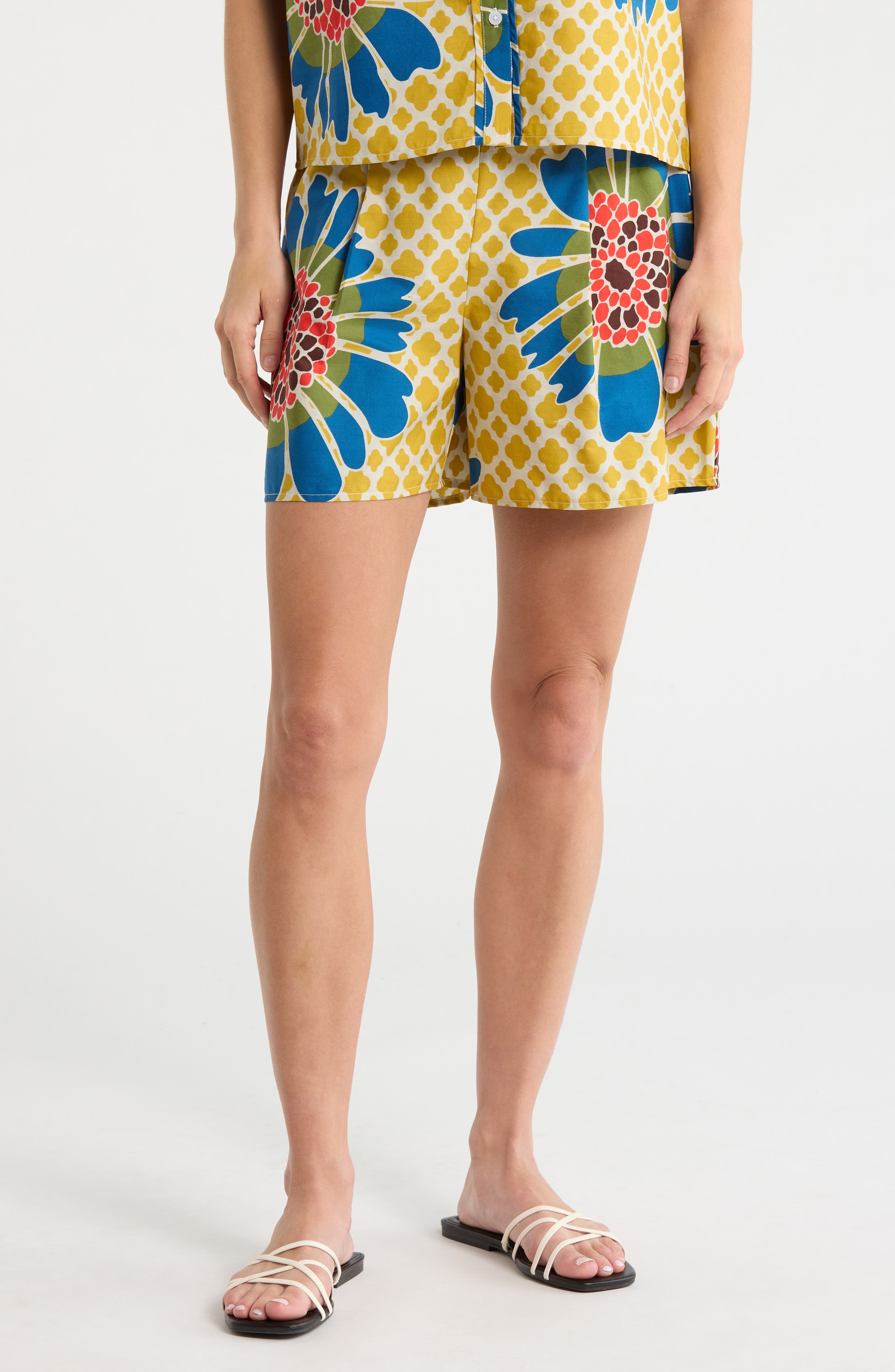 Halogen® Floral Print Cotton Drawstring Shorts