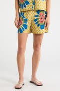 Halogen® Floral Print Cotton Drawstring Shorts