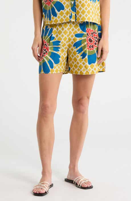 Halogen® Floral Print Cotton Drawstring Shorts
