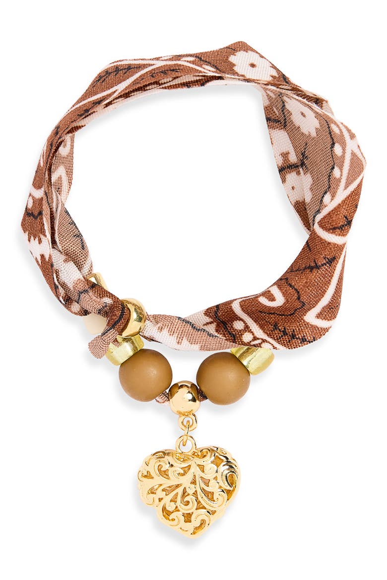 Bandana Charm Bracelet, Main, color, BROWN