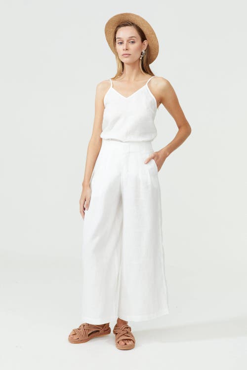 Lanhtropy Culotte Linen Pant In White