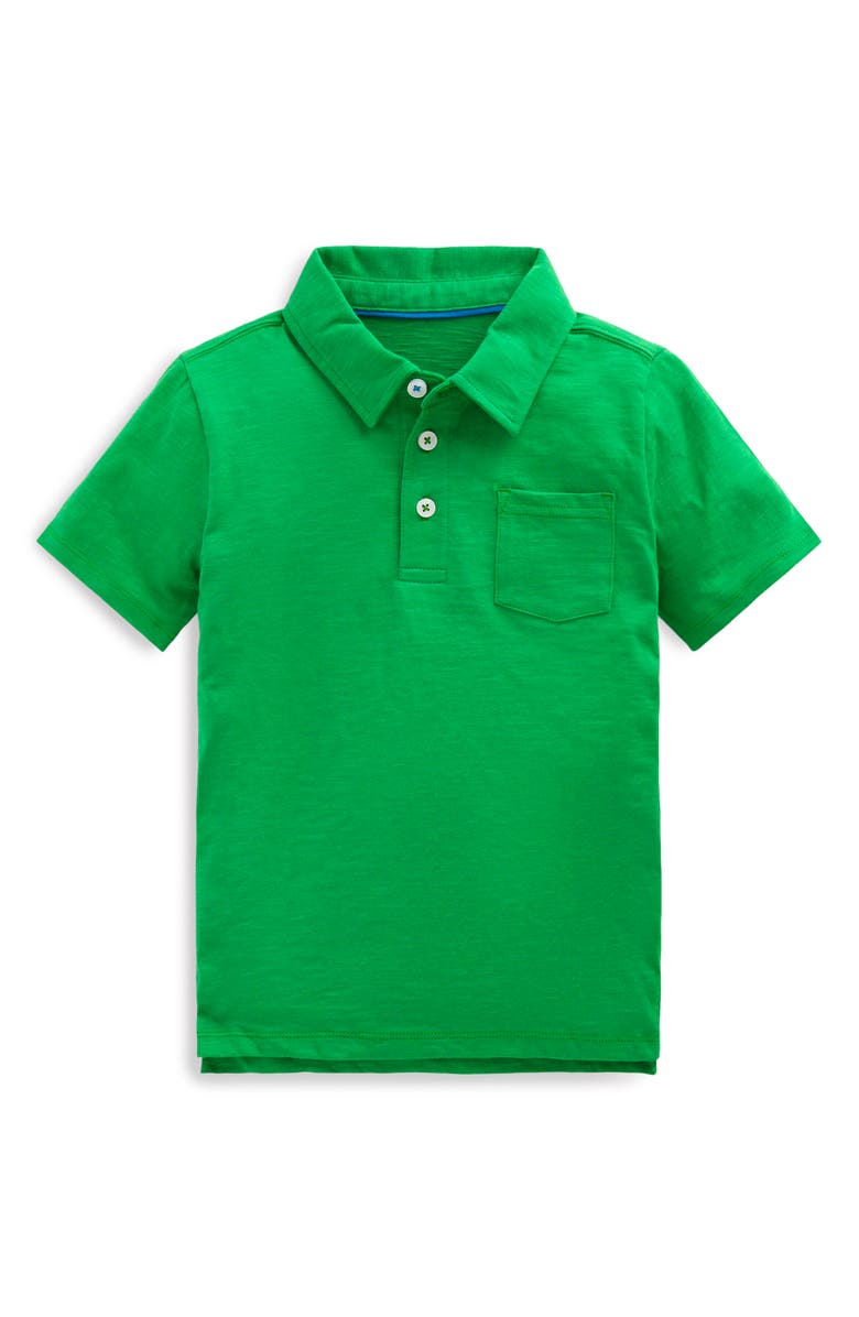 Mini Boden Kids' Slub Jersey Polo, Main, color, Amazon Green