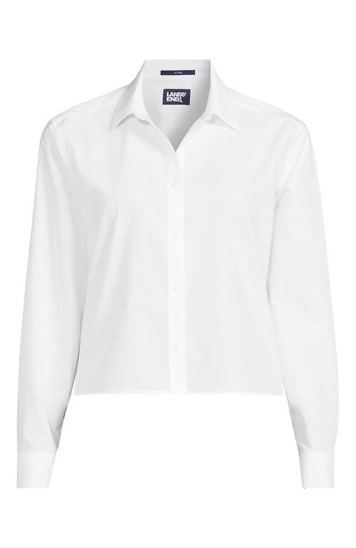 Lands' End Plus Size No Iron Boxy Cropped Shirt In White