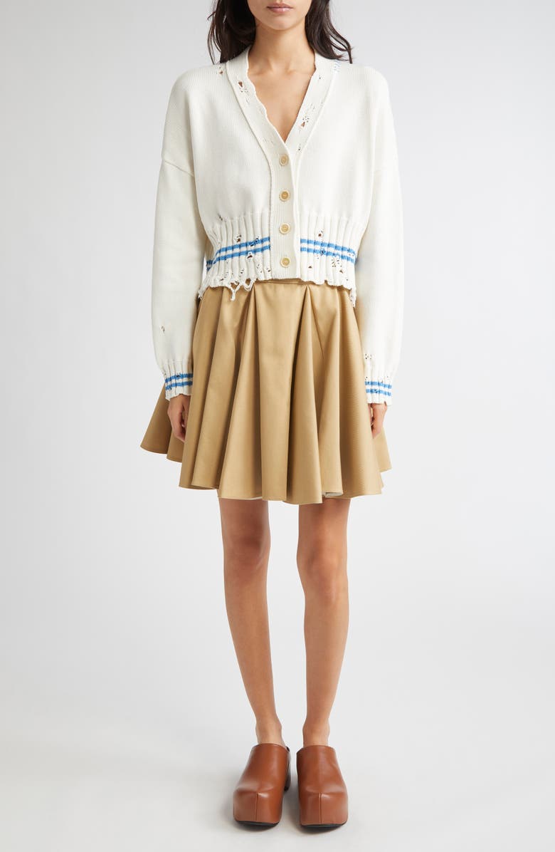 Marni Pleated Cotton Gabardine Skirt, Alternate, color, Cement