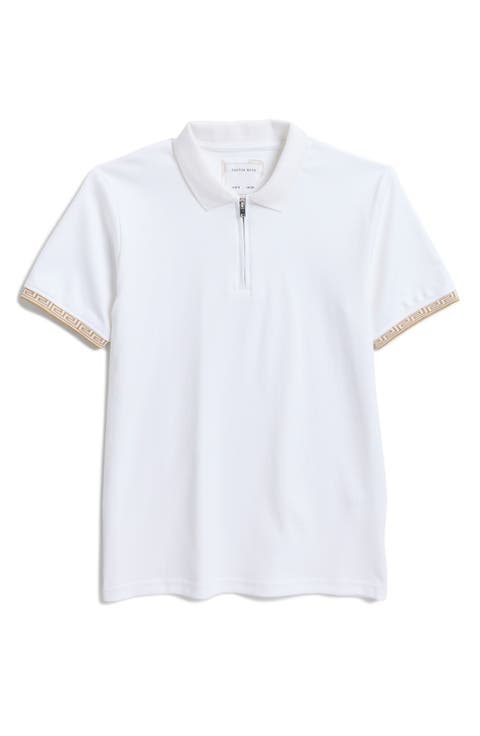 Kids' Tipped Cotton Zip Polo