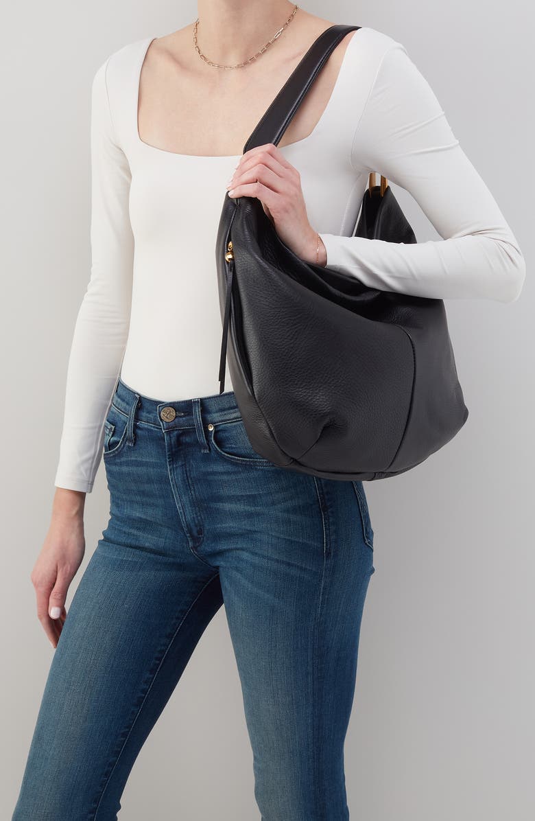 HOBO Harley Leather Hobo Bag, Alternate, color, Black