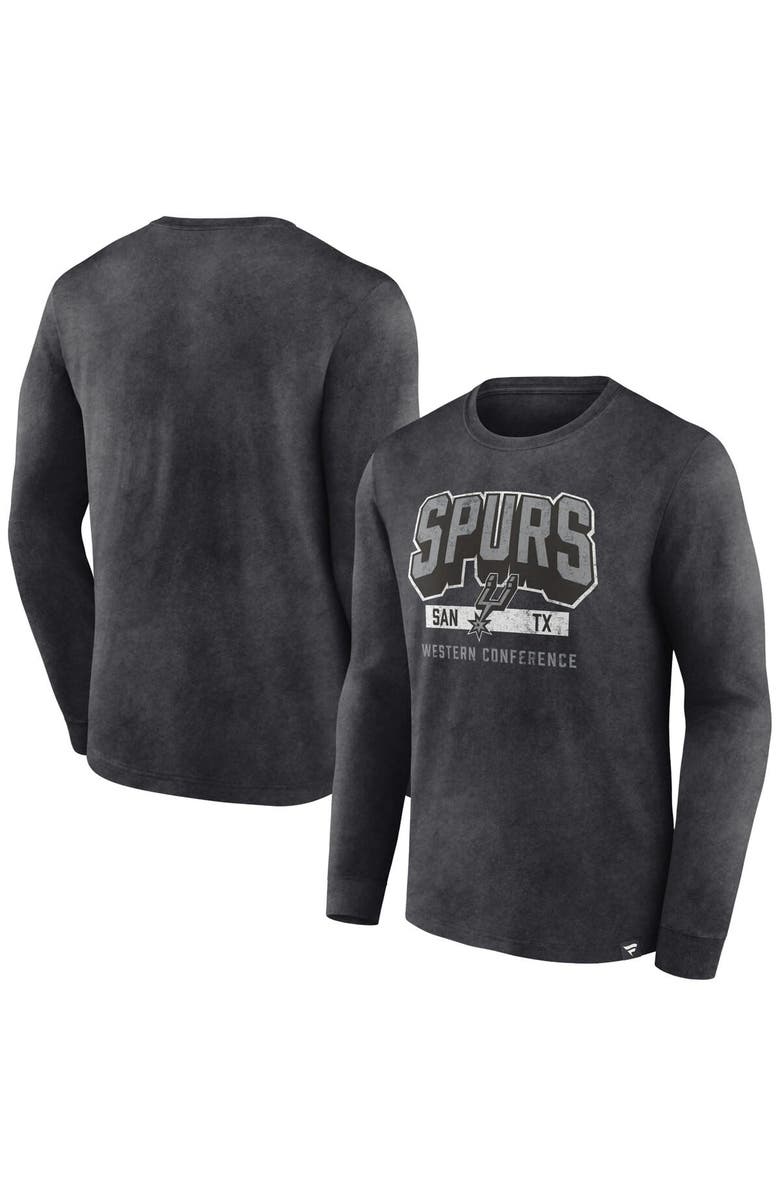 FANATICS Men's Fanatics Branded Heather Charcoal San Antonio Spurs Front Court Press Snow Wash Long Sleeve T-Shirt, Alternate, color, Heather Charcoal