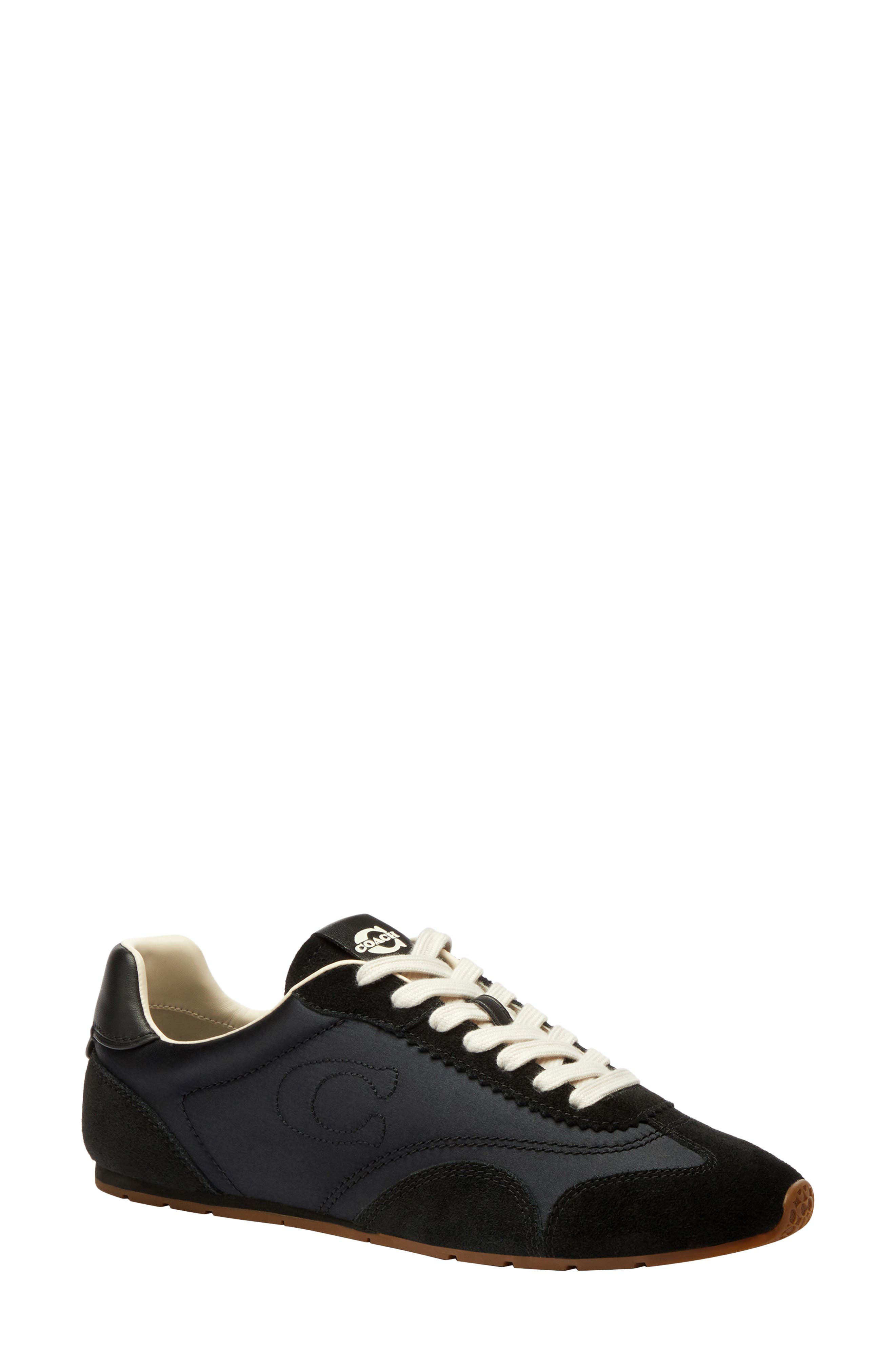 COACH Logo Mixed Media Sneaker, Main, color, Black/ Chalk