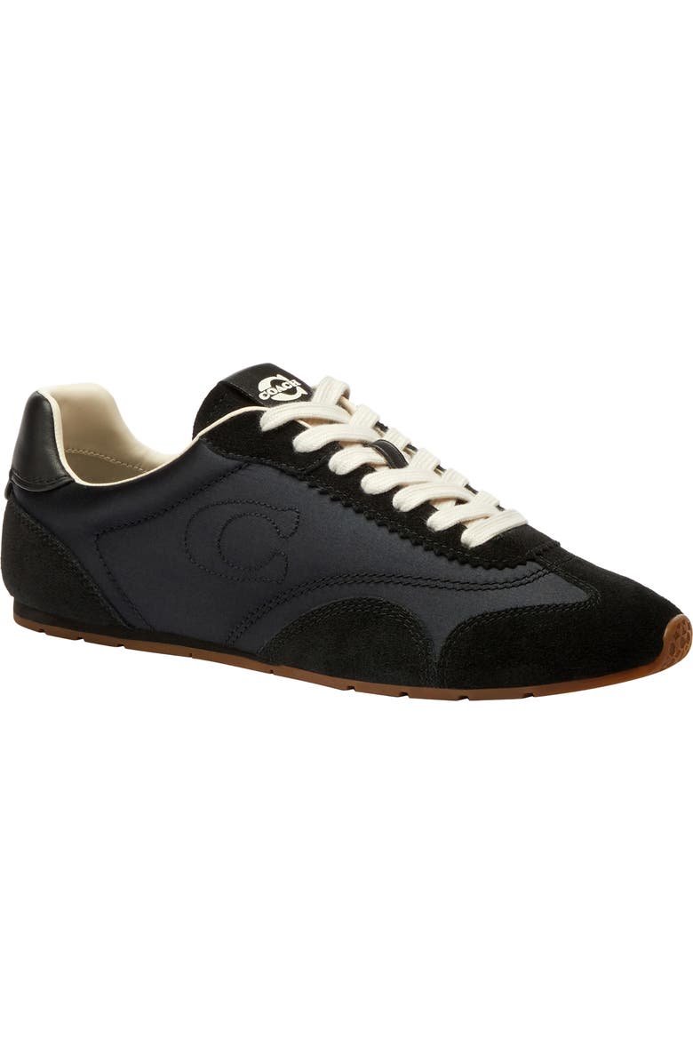 COACH Logo Mixed Media Sneaker, Main, color, Black/ Chalk