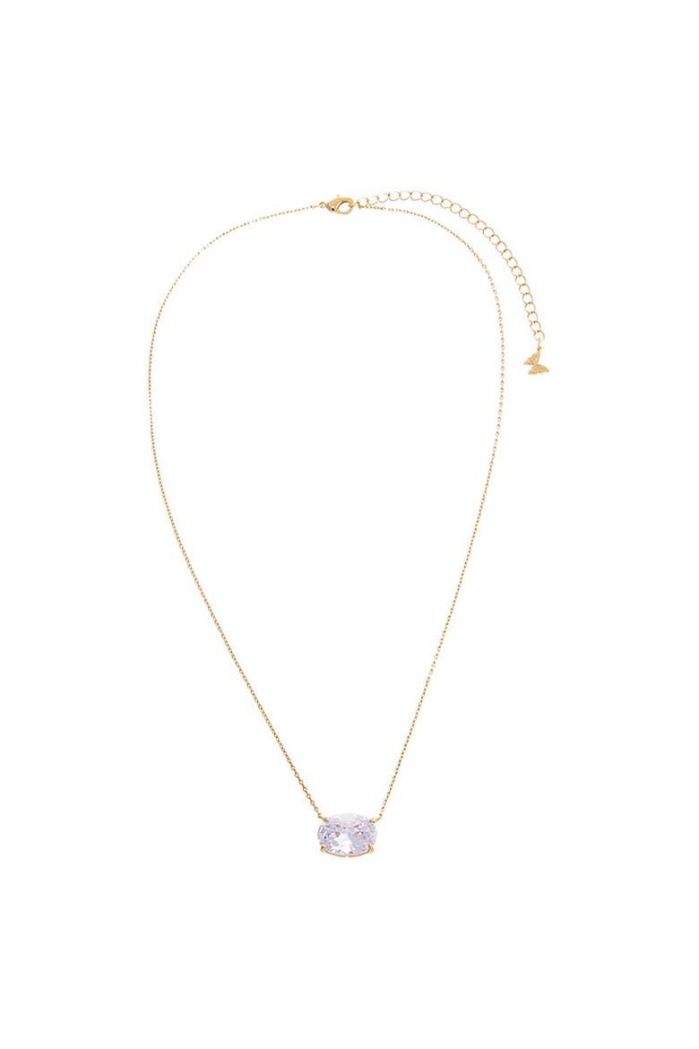 CZ Oval Shape Pendant Necklace, Alternate, color, Gold