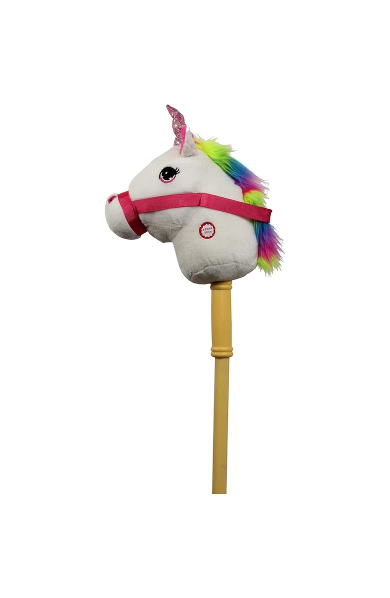 Ponyland White Unicorn Stick Horse with Sound, Alternate, color, Multicolored