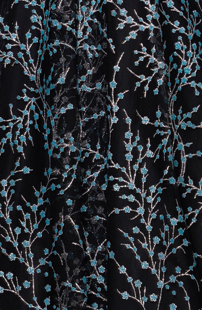 Blondie Nites Caviar Glitter Illusion Bodice Ballgown, Alternate, color, Black/ Aqua