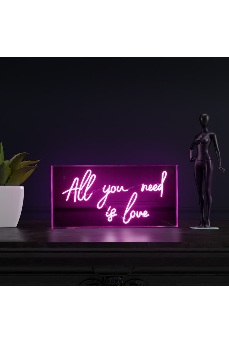 All Contemporary Glam Acrylic Box USB Operated LED Neon Light, Alternate, color, Pink