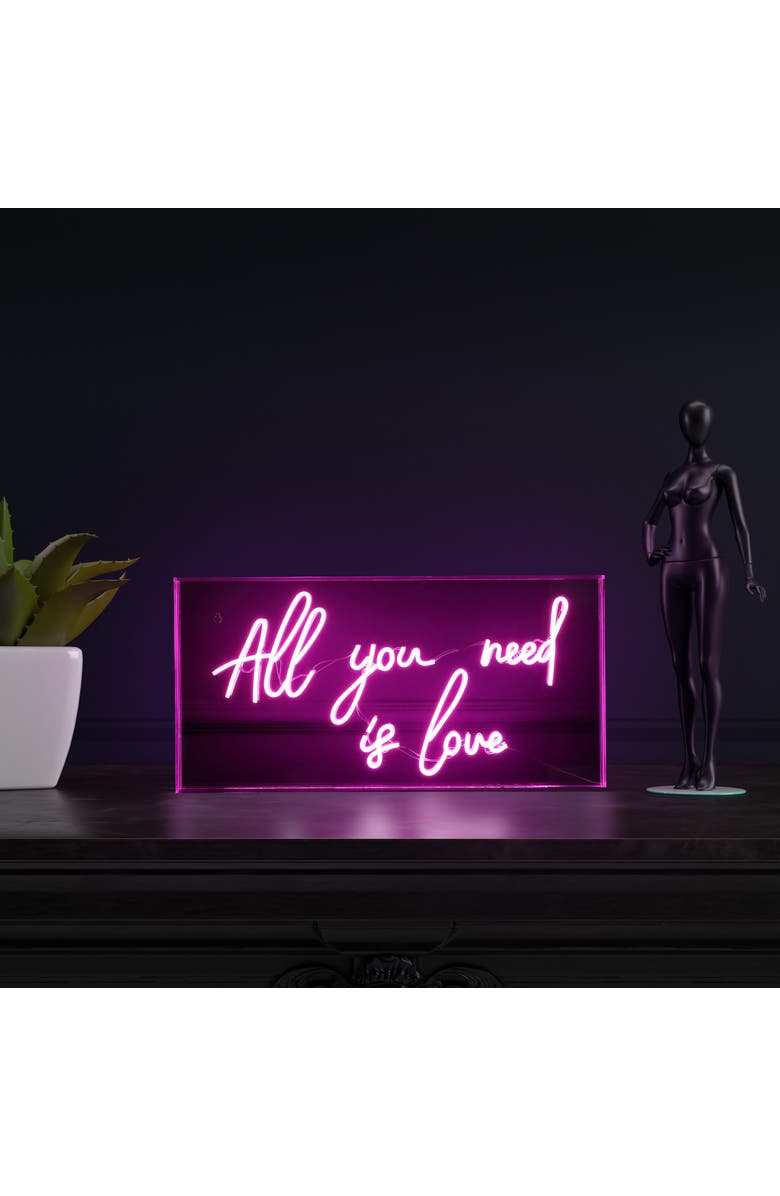JONATHAN Y All Contemporary Glam Acrylic Box USB Operated LED Neon Light, Alternate, color, Pink