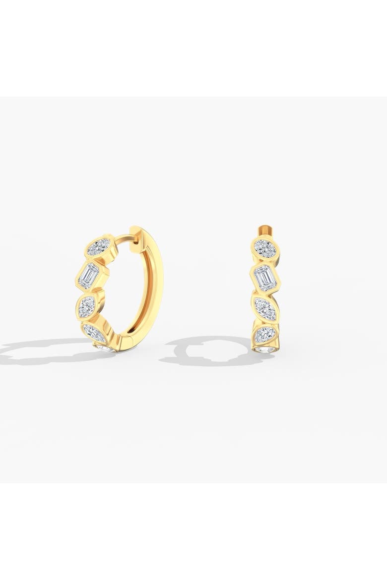 Multi-Shape Bezel Lab Diamond Hoop in 14K Gold, Main, color, Yellow Gold