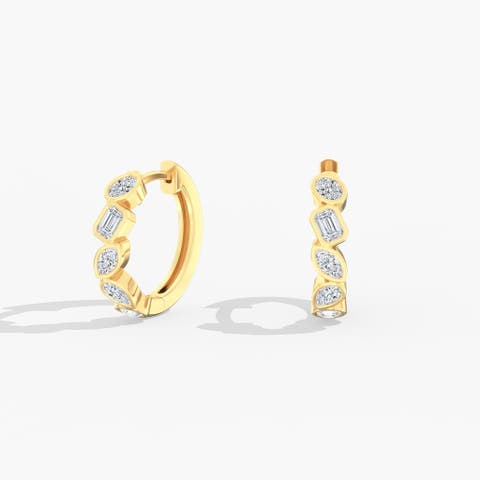 Multi-Shape Bezel Lab Diamond Hoop in 14K Gold