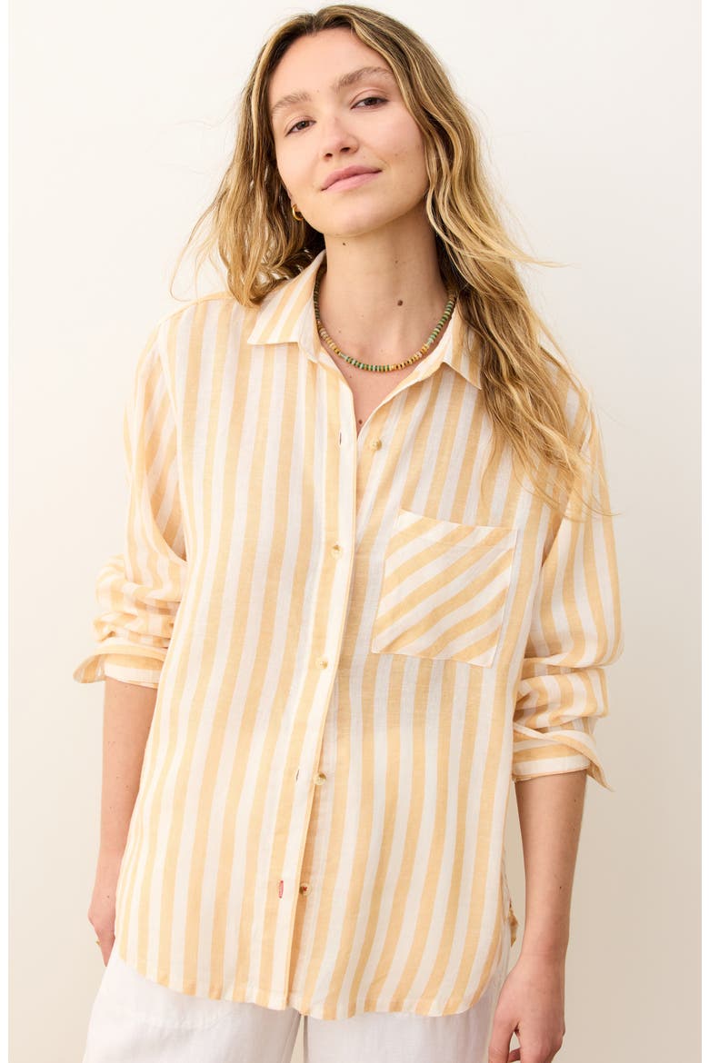 Jane Stripe Button-Up Shirt, Alternate, color, YELLOW/ WHITE STRIPE