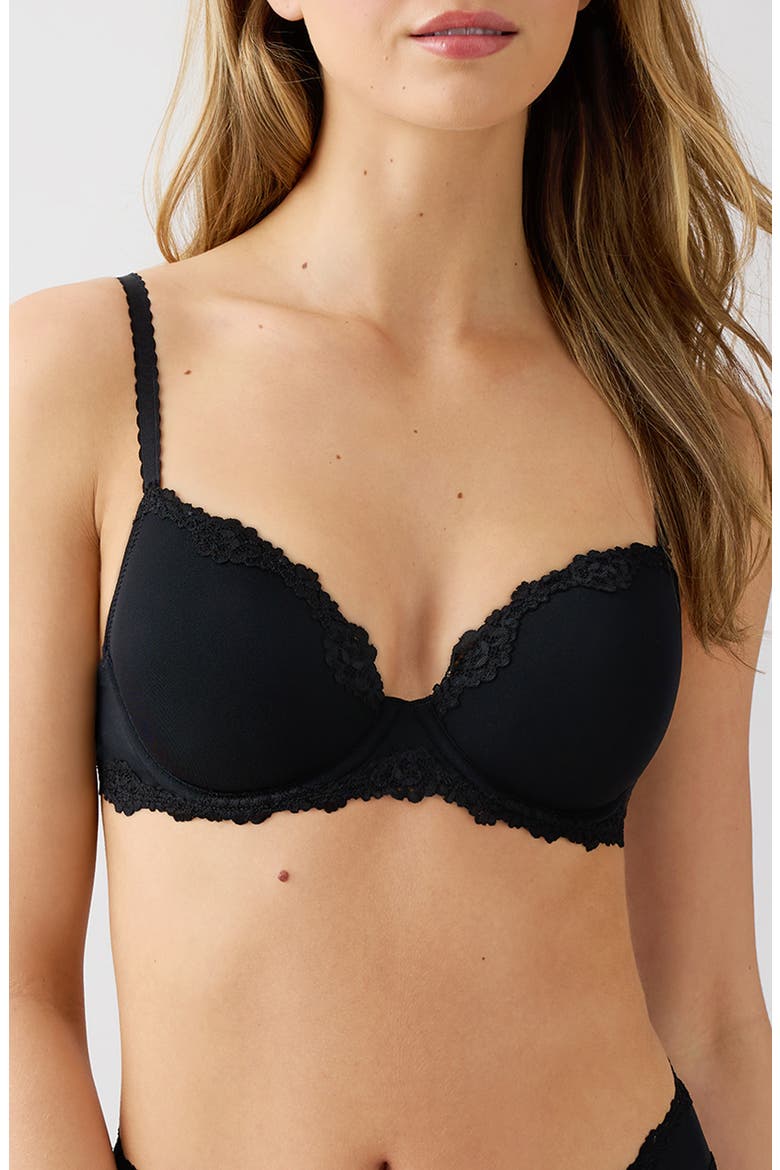 Future Foundation Underwire Lace Trim Contour Bra, Main, color, NIGHT
