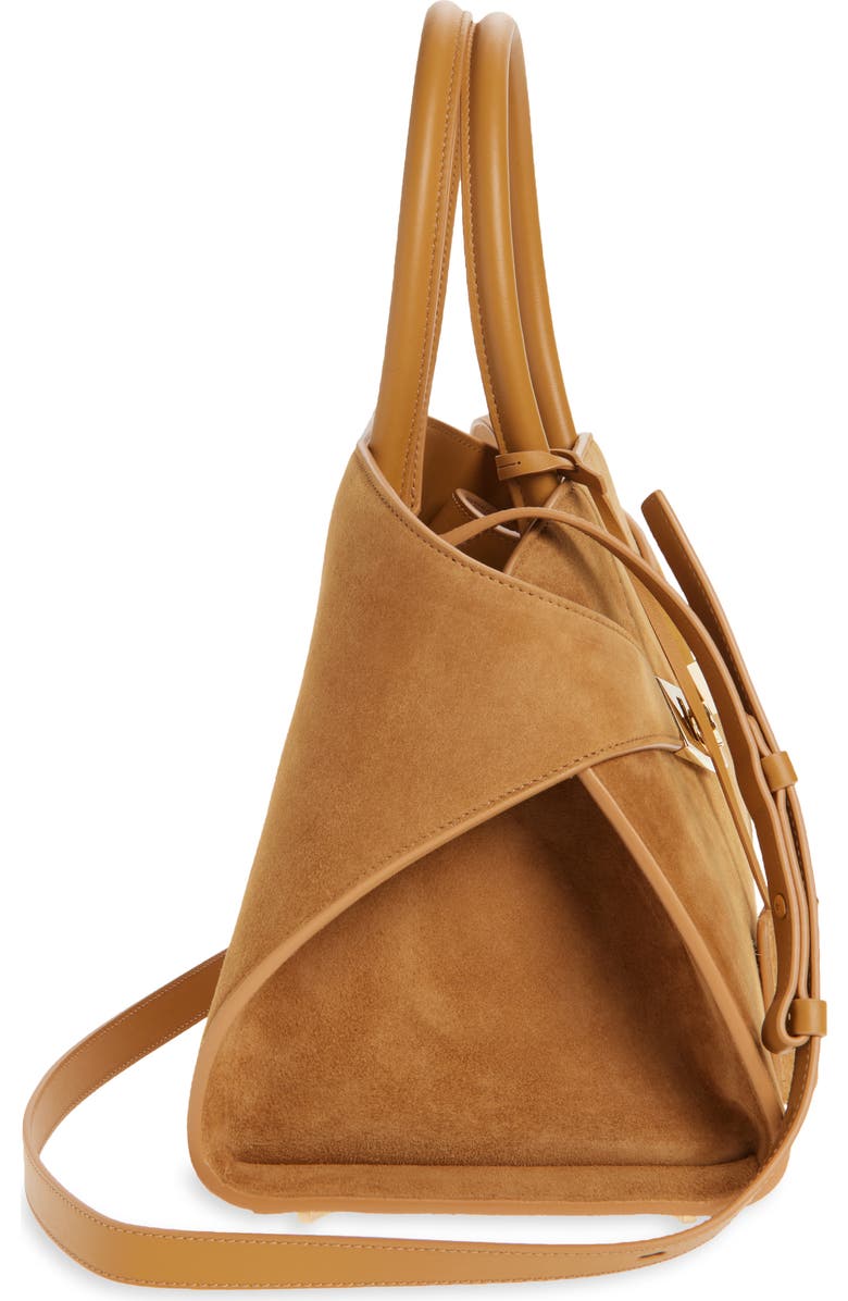 FERRAGAMO Small Hug Suede Top Handle Bag, Alternate, color, Natural