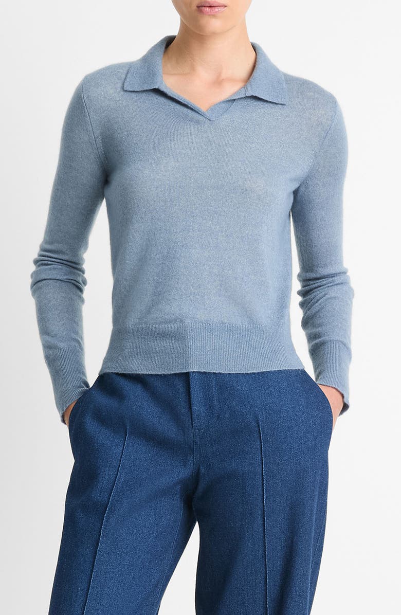 Vince Wool Blend Polo Sweater, Main, color, Iris Water