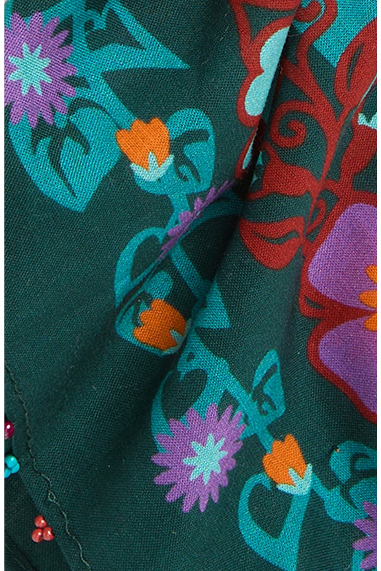 Beaded Cotton Bandana, Alternate, color, TEAL- ORANGE COMBO