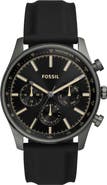 Fossil Sullivan Three-Hand Quartz Silicone Strap Watch, 44mm