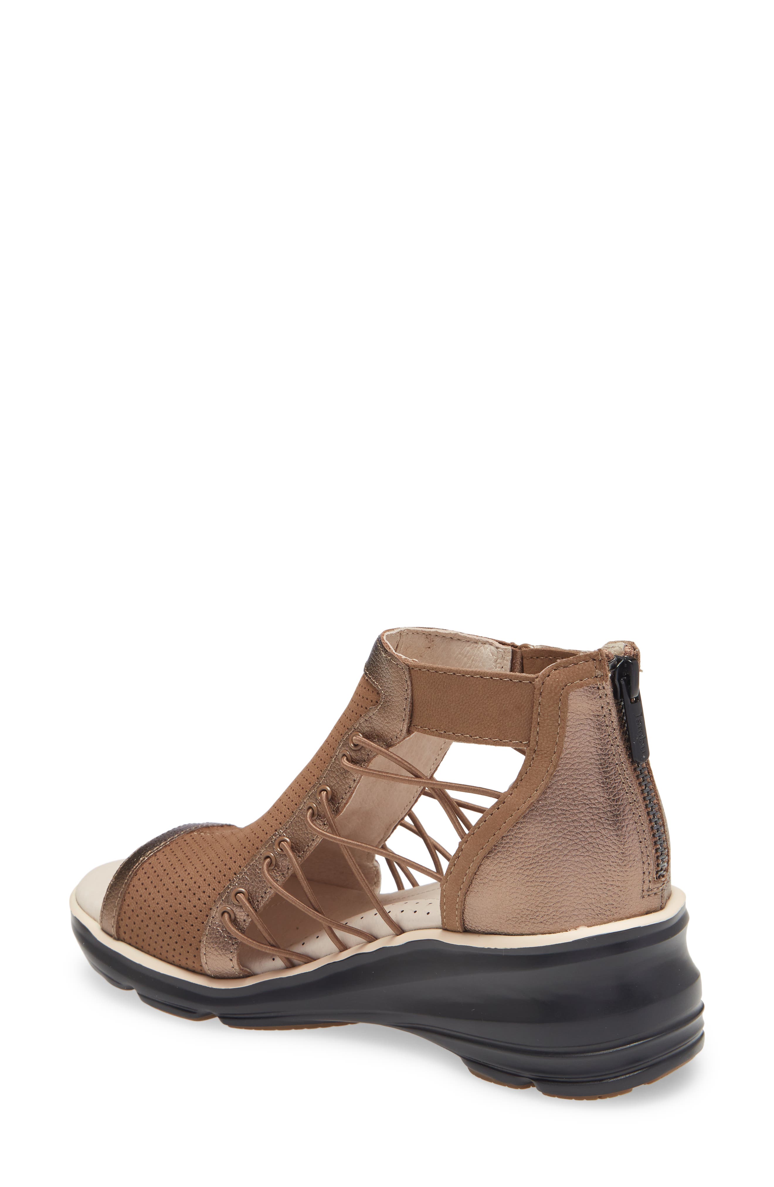 Naomi Perforated Wedge Sandal, Alternate, color, BRONZE/ TAN
