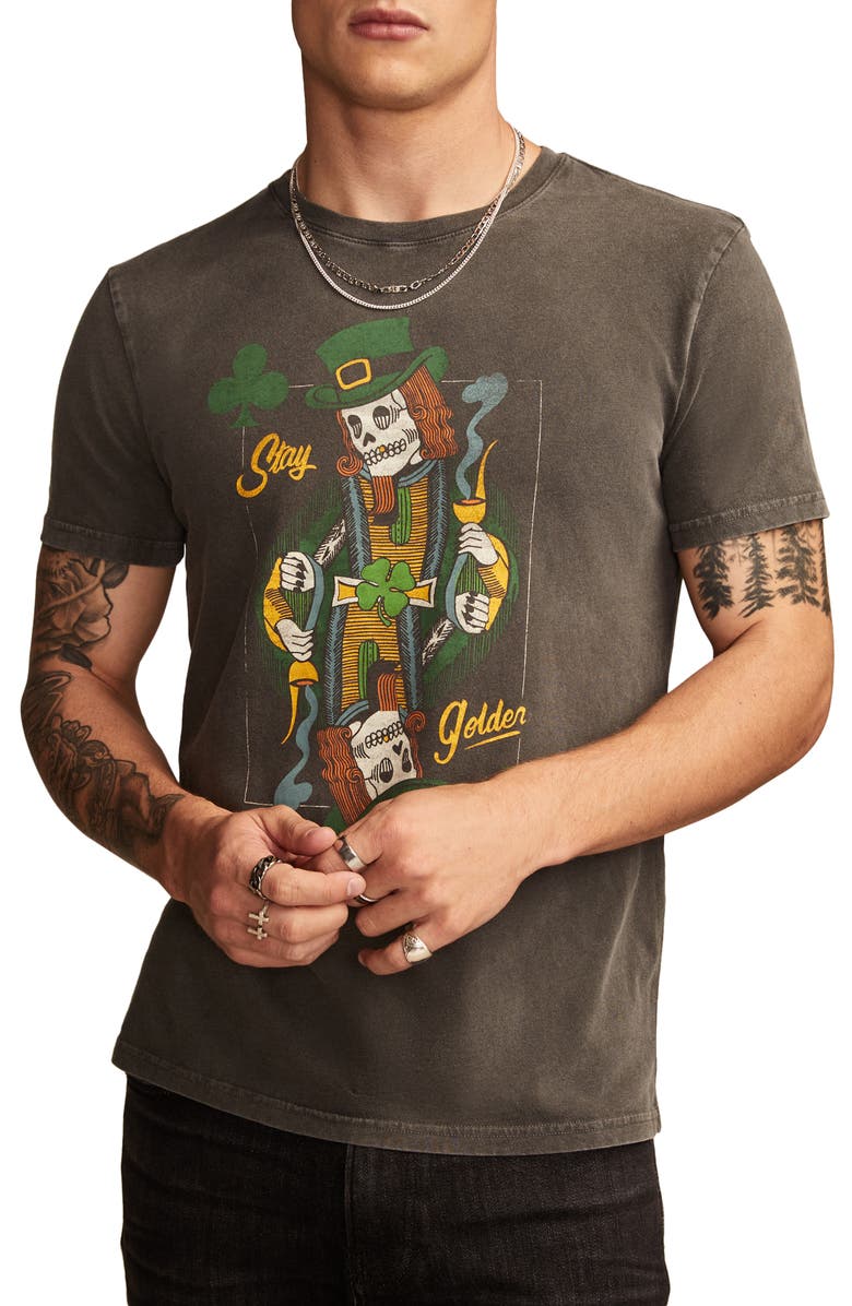 Lucky Brand Stay Gold Card Graphic Cotton T-Shirt, Main, color, 