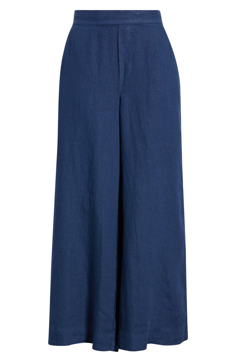 Frank & Eileen Maisie Wide Leg Crop Linen Pants, Alternate, color, Navy