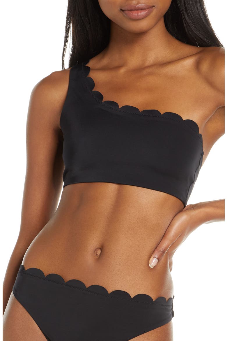 Scallop One-Shoulder Bikini Top, Main, color, BLACK