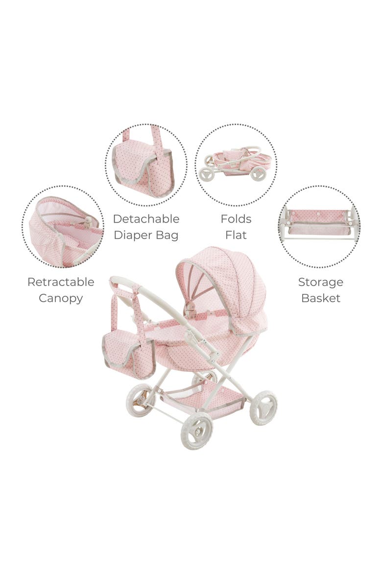 Olivia's Little World Polka Dot Princess Convertible Baby Doll Stroller, Alternate, color, MULTI COLOR