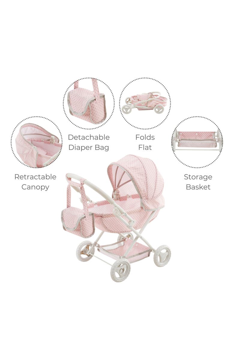 Teamson Kids Olivia's Little World Polka Dot Princess Convertible Baby Doll Stroller, Alternate, color, Multi Color